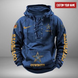 Dallas Cowboys NFL Personalized Swoosh Hooded Lace Up Hoodie Vintage Retro Hoodie