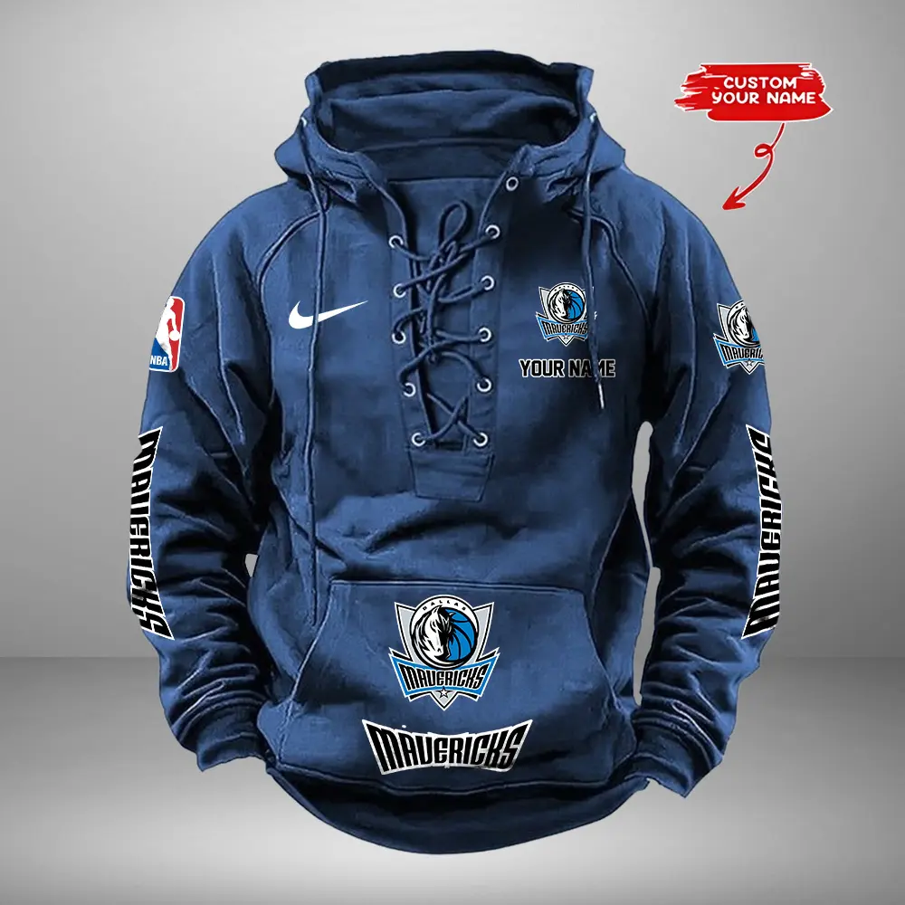 Dallas Mavericks Personalized NBA Swoosh Lace Up Hoodie Vintage Retro Hoodie