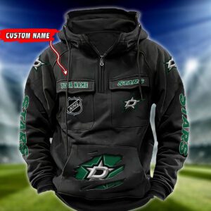 Dallas Stars NHL Hockey Vintage Quarter Zip Hoodie Retro Hoodie Custom Name WRH1007
