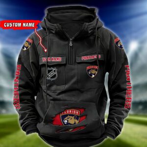 Florida Panthers NHL Hockey Vintage Quarter Zip Hoodie Retro Hoodie Custom Name WRH1013