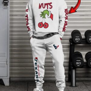Houston Texans Chest - Nuts Sweatsuit Combo Sweatshirt And Sweatpants Christmas - White CSP1126