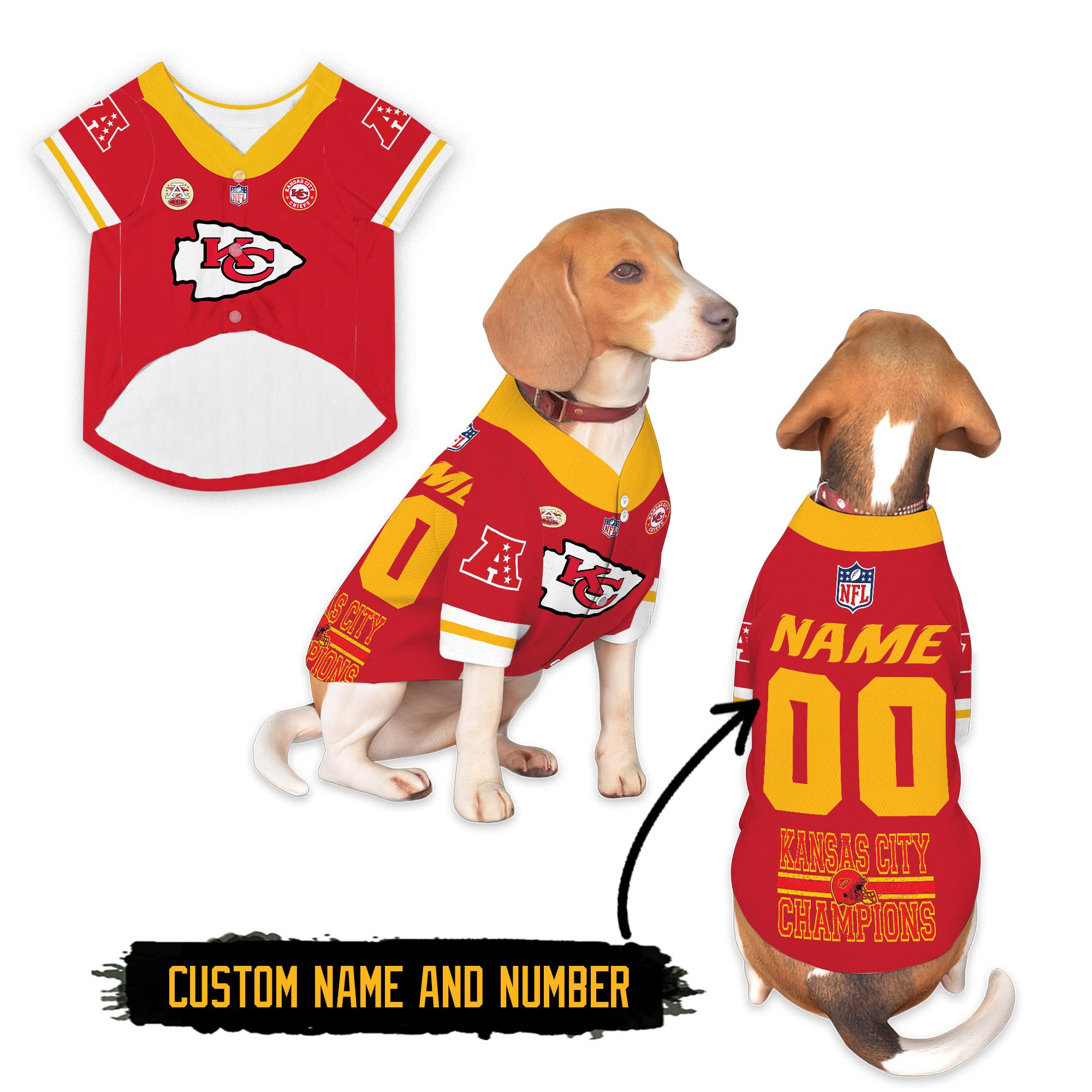 Kansas-City-Chiefs-Pet-Baseball-Jersey Kansas City Chiefs Pet Baseball Jersey