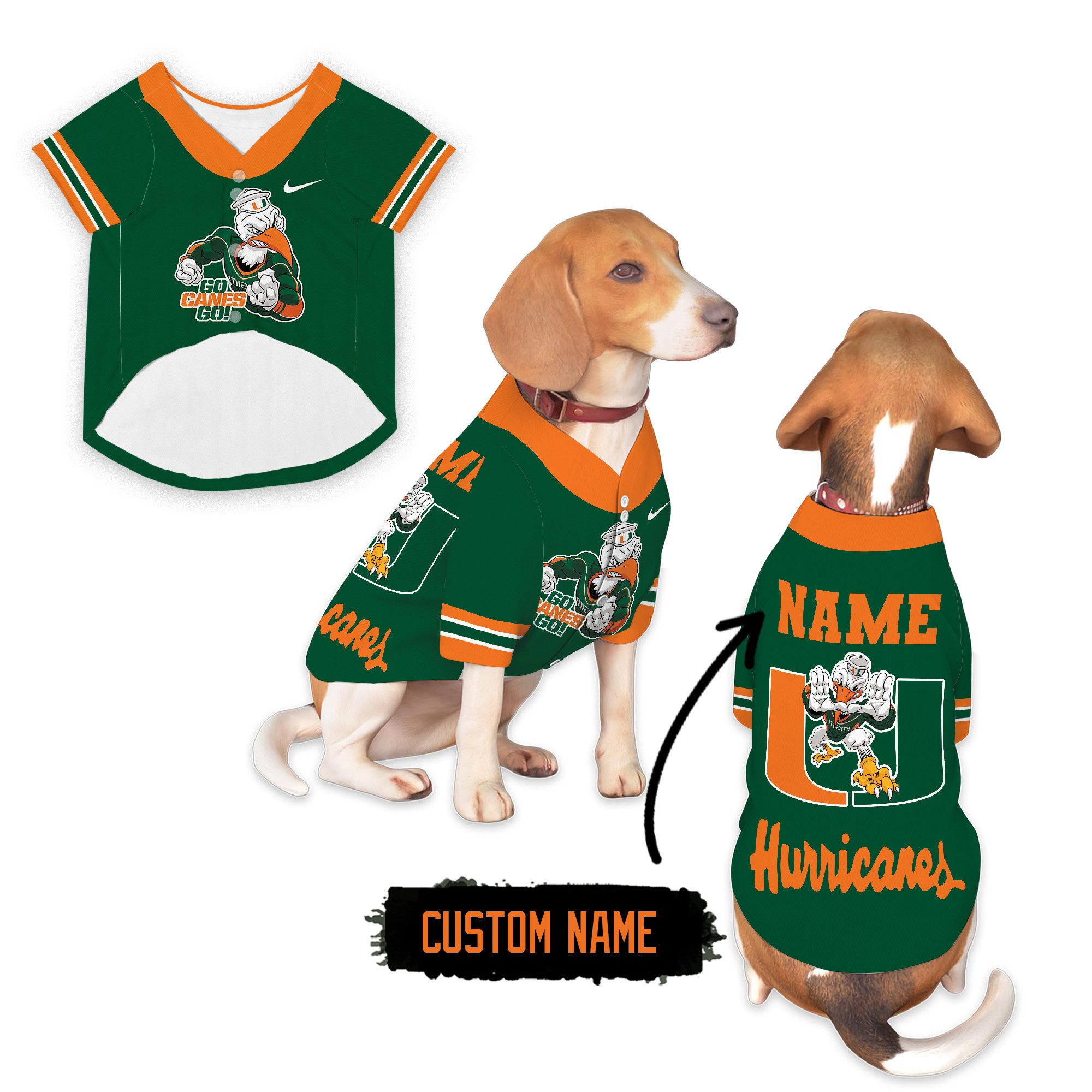 Miami-Hurricanes-Pet-Baseball-Jersey Miami Hurricanes Pet Baseball Jersey