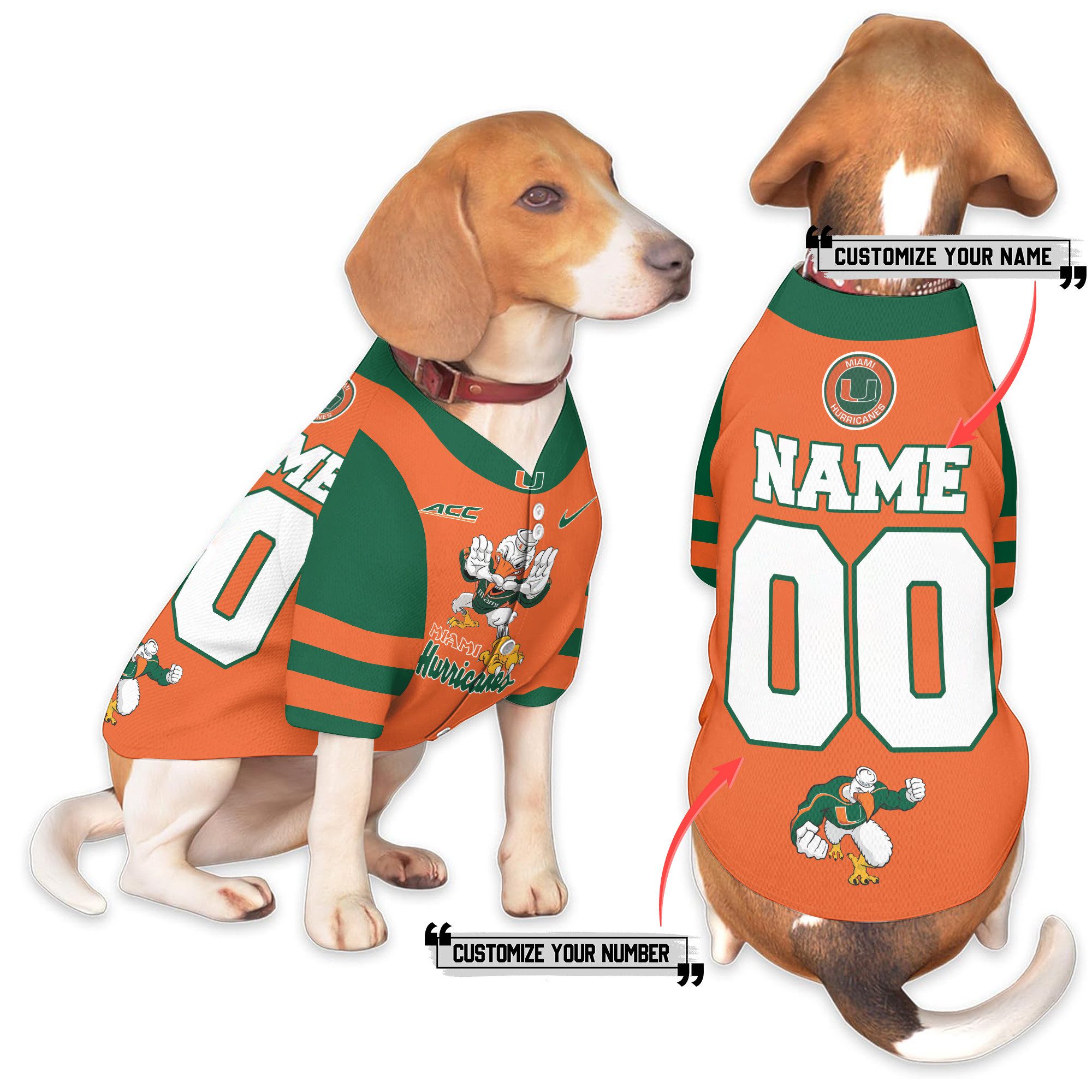 Miami-Hurricanes-Pet-Baseball-Jersey Miami Hurricanes Pet Baseball Jersey