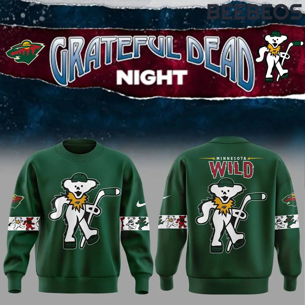 Minnesota Wild x Grateful Dead Night Green Sweatshirt Minnesota Wild x Grateful Dead Night Green Sweatshirt BBS1008