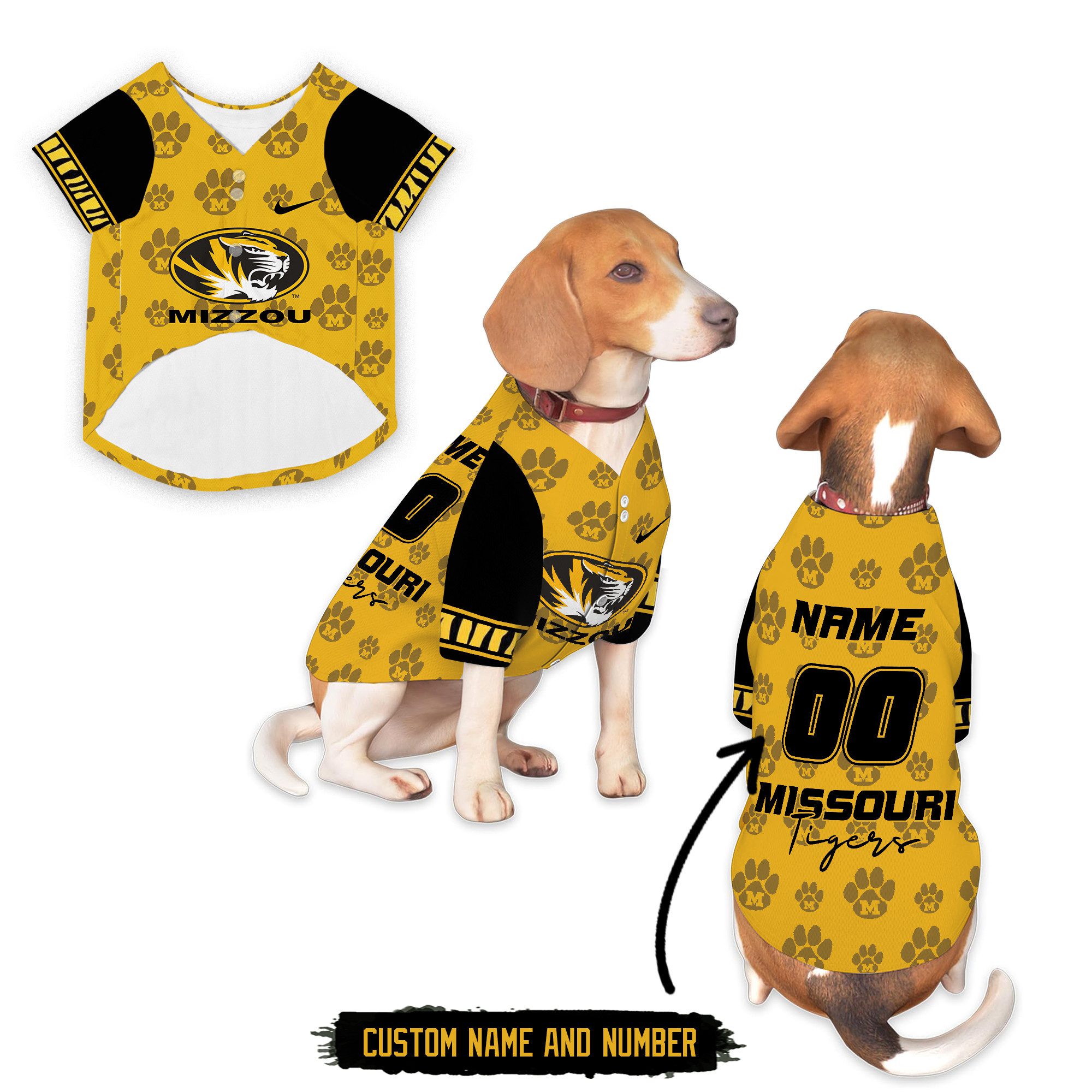 Missouri-Tigers-Pet-Baseball-Jersey Missouri Tigers Pet Baseball Jersey