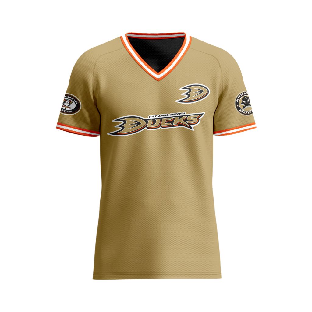 NHL-Anaheim-Ducks-Special-V-neck-Mesh-Raglan-Short-Sleeve-Design NHL Anaheim Ducks Special V-neck Mesh Raglan Short Sleeve Design
