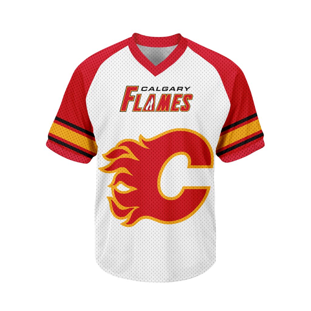 NHL-Calgary-Flames-Personalized-V-neck-Mesh-Short-Sleeve-Jersey NHL Calgary Flames Personalized V-neck Mesh Short Sleeve Jersey