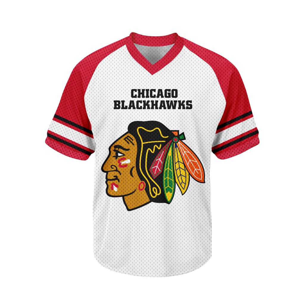 NHL-Chicago-Blackhawks-Personalized-V-neck-Mesh-Short-Sleeve-Jersey NHL Chicago Blackhawks Personalized V-neck Mesh Short Sleeve Jersey