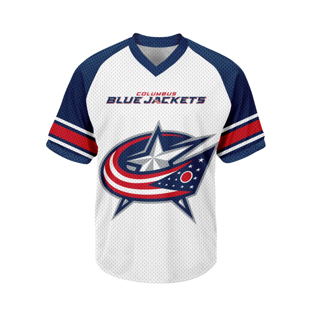 NHL-Columbus-Blue-Jackets-Personalized-V-neck-Mesh-Short-Sleeve-Jersey NHL Columbus Blue Jackets Personalized V-neck Mesh Short Sleeve Jersey