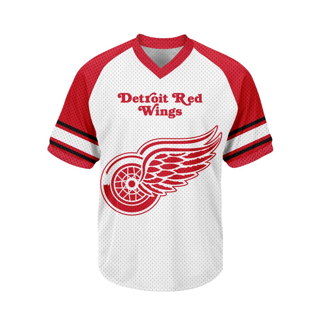NHL-Detroit-Red-Wings-Personalized-V-neck-Mesh-Short-Sleeve-Jersey NHL Detroit Red Wings Personalized V-neck Mesh Short Sleeve Jersey