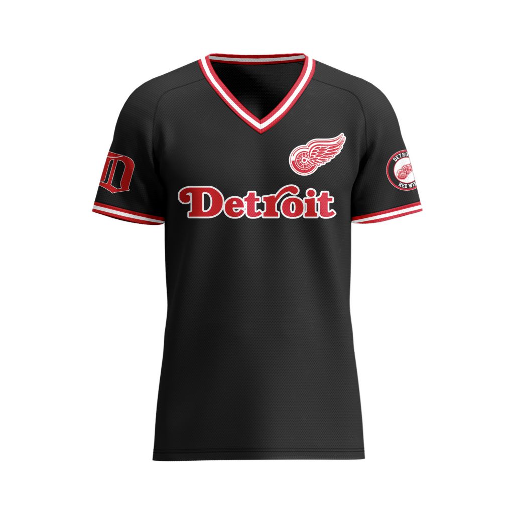 NHL-Detroit-Red-Wings-Special-V-neck-Mesh-Raglan-Short-Sleeve-Design NHL Detroit Red Wings Special V-neck Mesh Raglan Short Sleeve Design