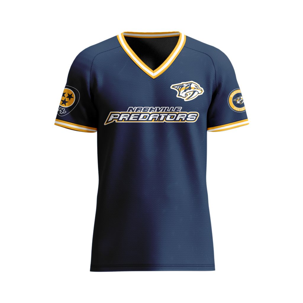 NHL-Nashville-Predators-Special-V-neck-Mesh-Raglan-Short-Sleeve-Design NHL Nashville Predators Special V-neck Mesh Raglan Short Sleeve Design