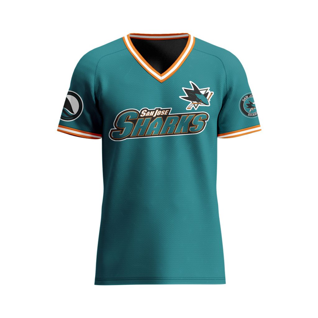 NHL-San-Jose-Sharks-Special-V-neck-Mesh-Raglan-Short-Sleeve-Design NHL San Jose Sharks Special V-neck Mesh Raglan Short Sleeve Design