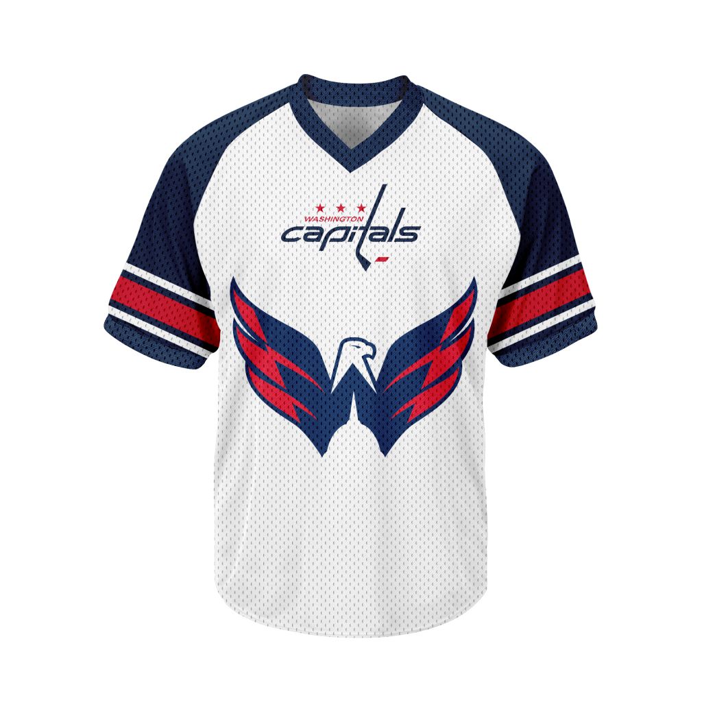 NHL-Washington-Capitals-Personalized-V-neck-Mesh-Short-Sleeve-Jersey NHL Washington Capitals Personalized V-neck Mesh Short Sleeve Jersey