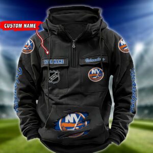 New York Islanders NHL Hockey Vintage Quarter Zip Hoodie Retro Hoodie Custom Name WRH1021