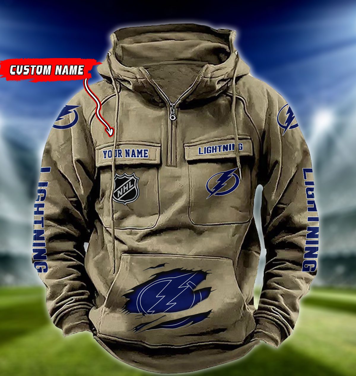 Tampa-Bay-Lightning-NHL-Hockey-Vintage-Quarter-Zip-Hoodie-Retro-Hoodie-Custom-Name-WRH1027-1