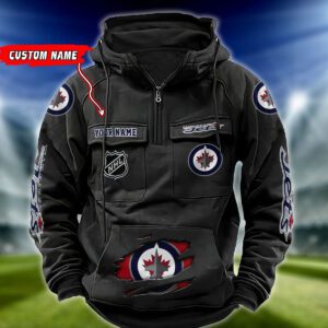 Winnipeg Jets NHL Hockey Vintage Quarter Zip Hoodie Retro Hoodie Custom Name WRH1030