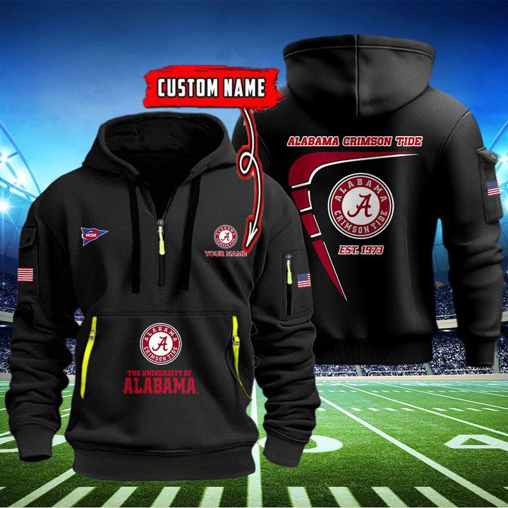 Alabama-Crimson-Tide-Quarter-Zip-Hoodie-NCAA2099 Alabama Crimson Tide Quarter Zip Hoodie NCAA2099