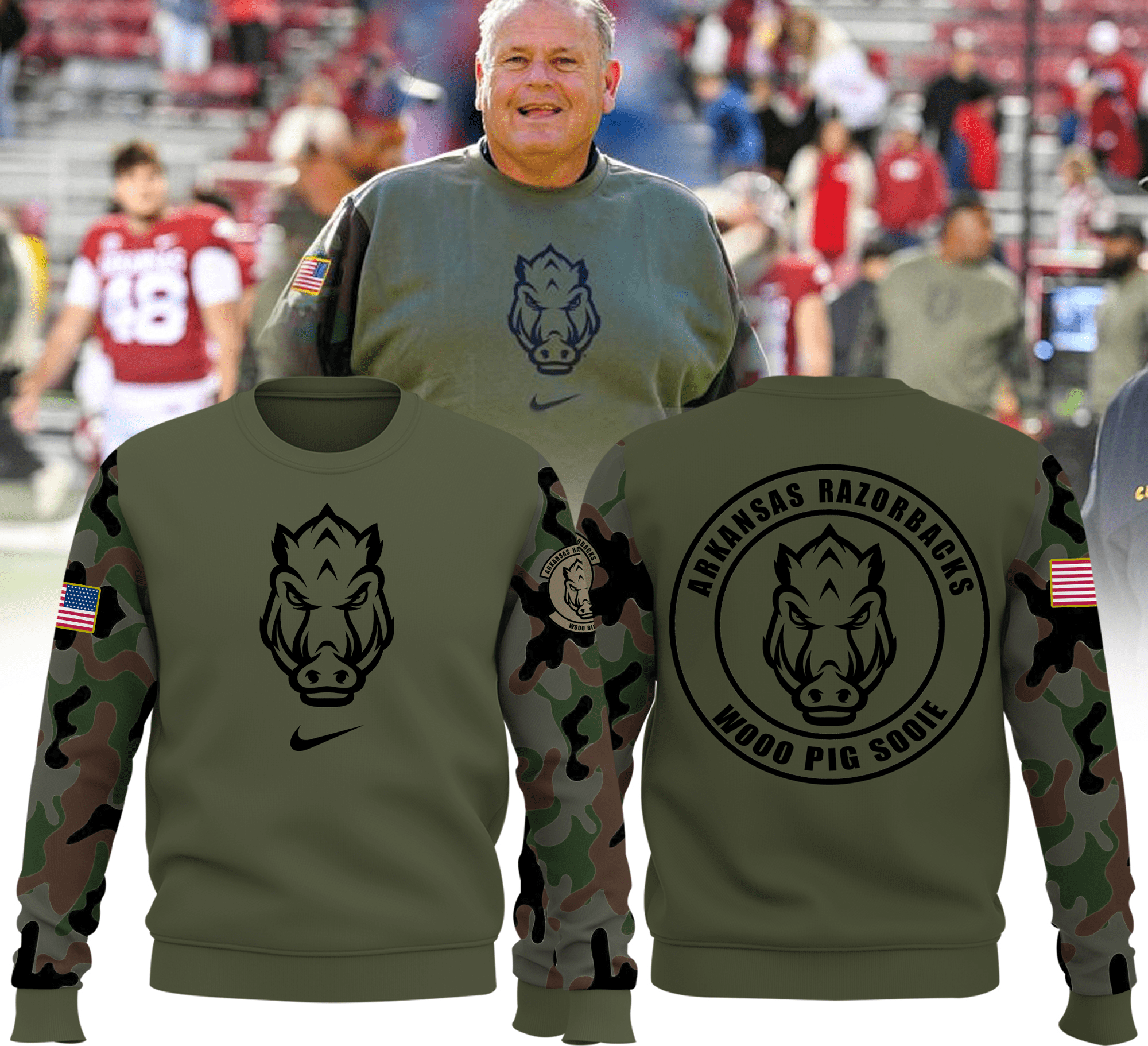 Arkansas-Razorbacks-Football-Camo-Sweatshirt-BCT1063 Arkansas Razorbacks Football Camo Sweatshirt BCT1063