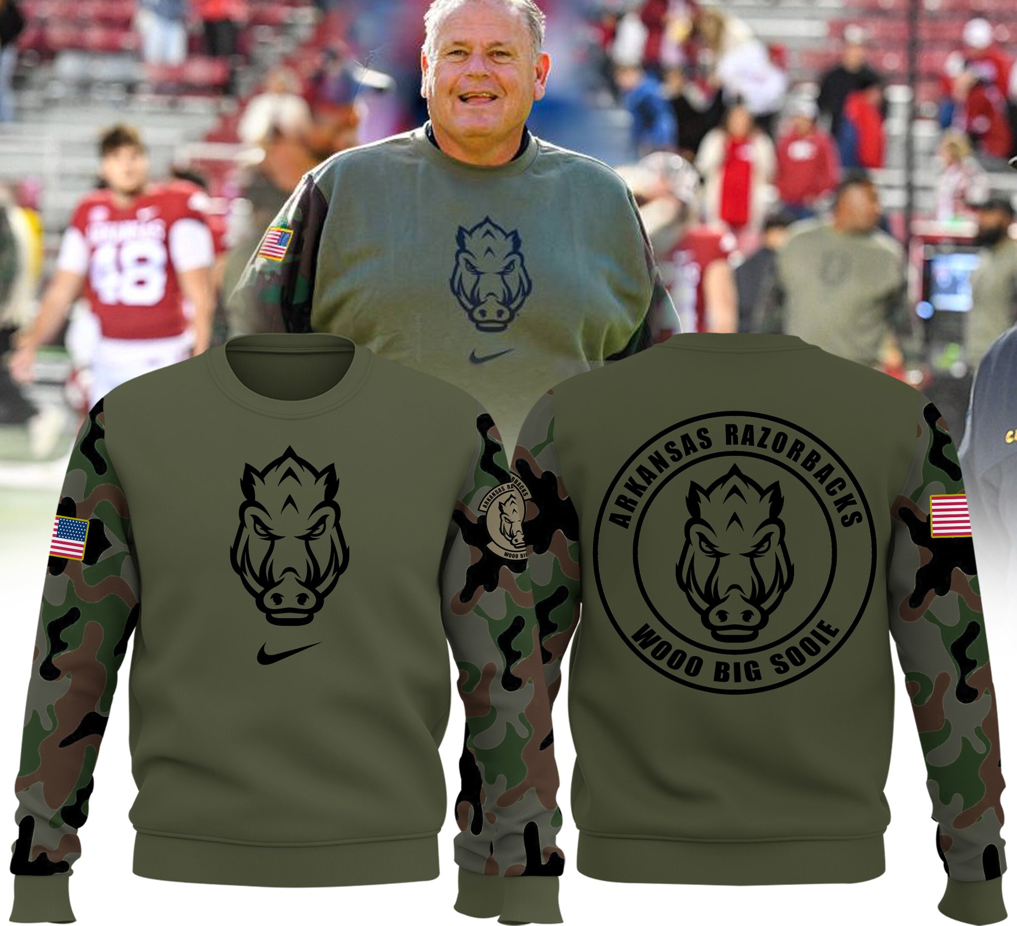Arkansas-Razorbacks-Football-Camo-Sweatshirt-BCT1065 Arkansas Razorbacks Football Camo Sweatshirt BCT1065