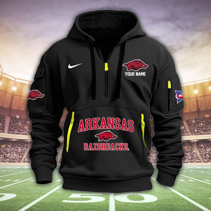 Arkansas-Razorbacks-Quarter-Zip-Hoodie-NCAA2062 Arkansas Razorbacks Quarter Zip Hoodie NCAA2062