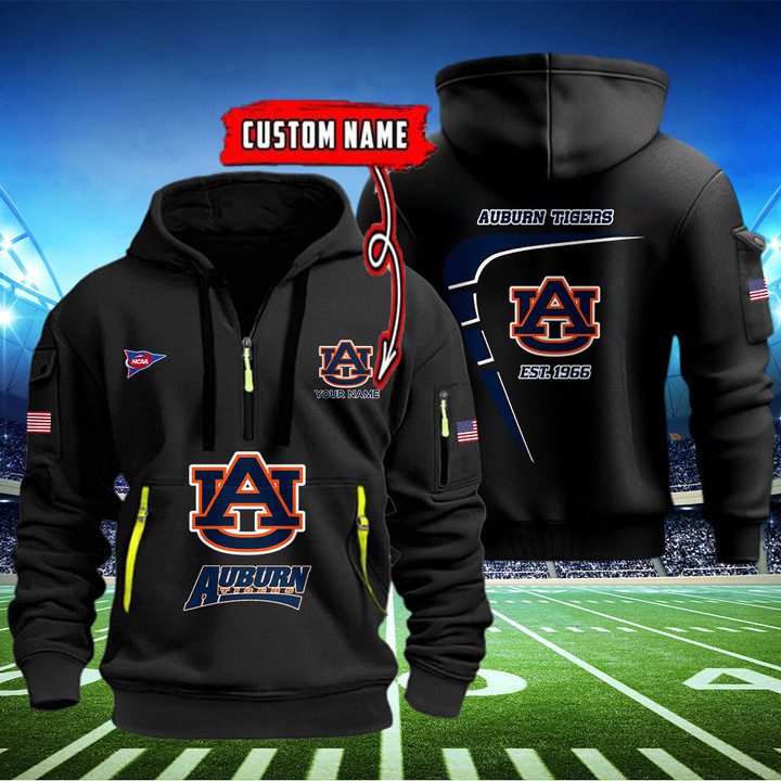 Auburn-Tigers-Quarter-Zip-Hoodie-NCAA2084 Auburn Tigers Quarter Zip Hoodie NCAA2084