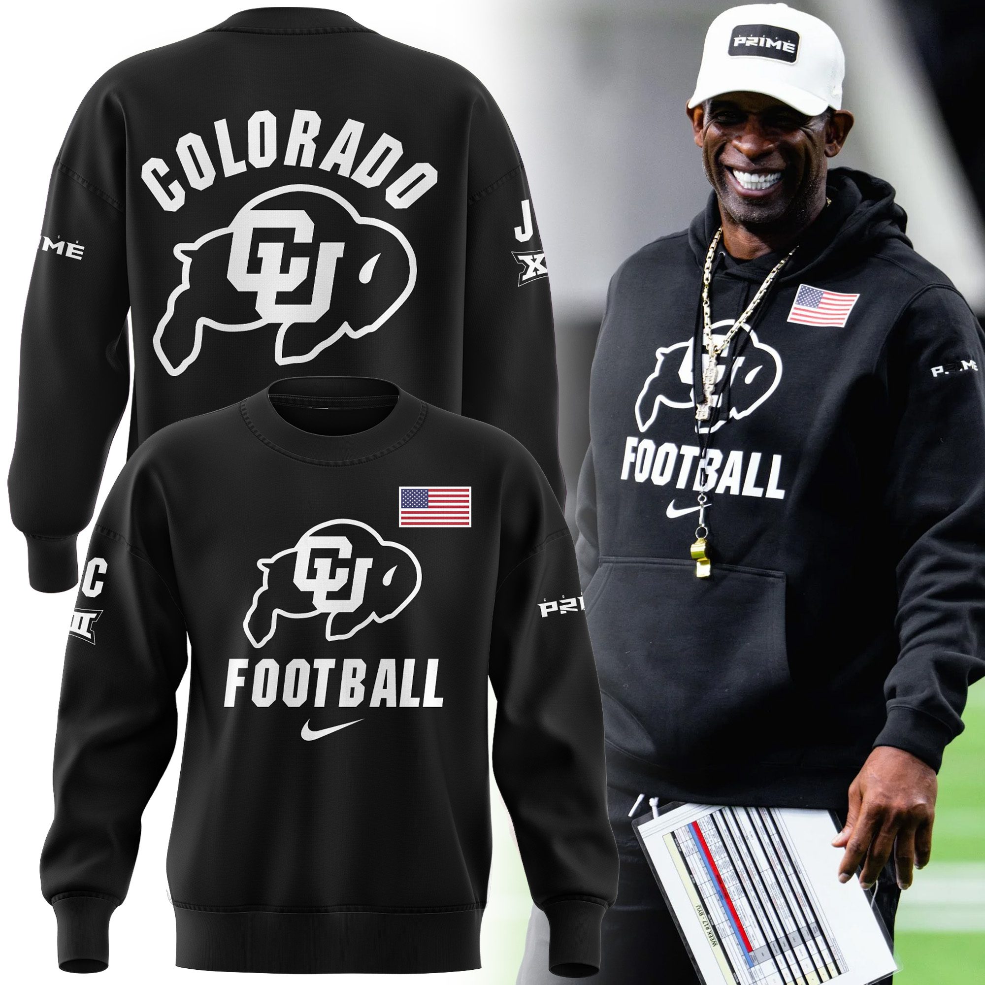 Coach-Prime-Wearing-Colorado-Buffaloes-Football-Sweatshirt-2024-BCT1033 Coach Prime Wearing Colorado Buffaloes Football Sweatshirt 2024 BCT1033