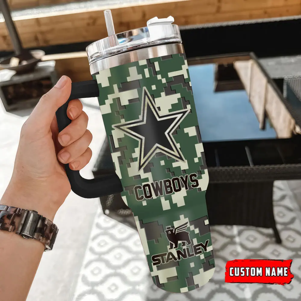 Dallas-Cowboys-Personalized-NFL-Camo-Military-Green-Pattern-Stanley-Tumbler-40Oz-2