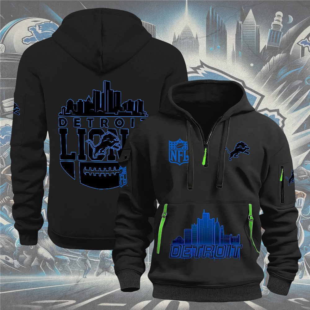Detroit-Lions-2D-Quarter-Zip-Hoodie-CGN5204 Detroit Lions 2D Quarter Zip Hoodie CGN5204