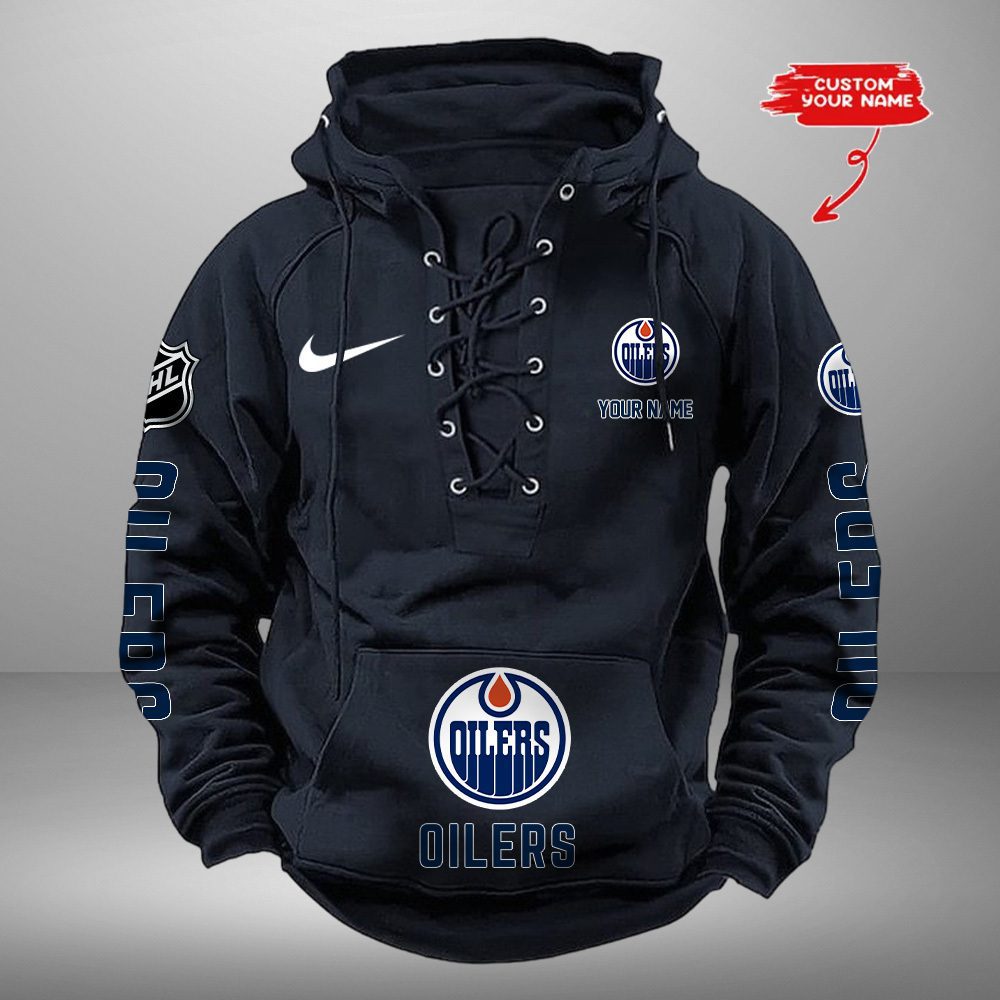 Edmonton-Oilers-NHL-Swoosh-Hooded-Lace-Up-Retro-Vintage-Hoodie-Custom-Name Edmonton Oilers NHL Swoosh Hooded Lace Up Retro Vintage Hoodie Custom Name