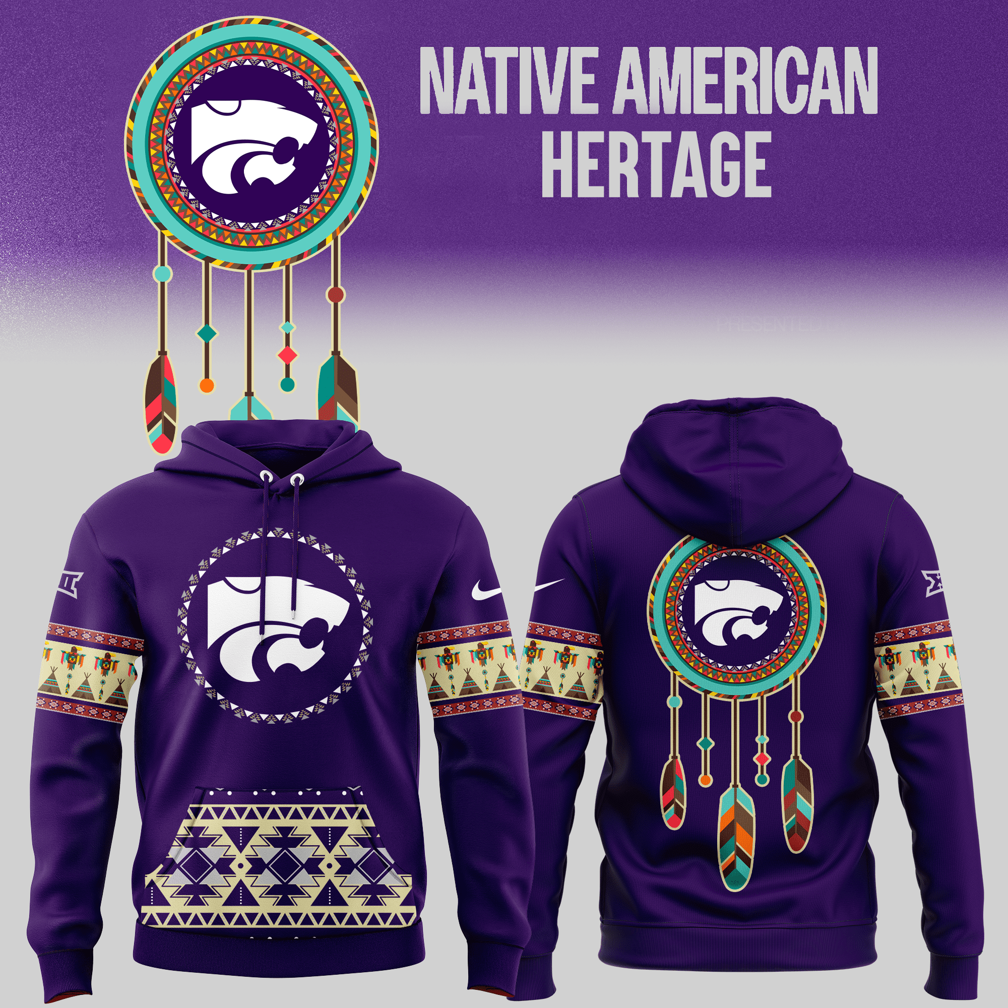 Kansas-State-Wildcats-Football-Native-American-Heritage-Hoodie-BHD6011 Kansas State Wildcats Football Native American Heritage Hoodie BHD6011