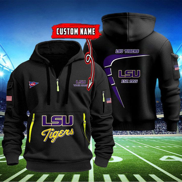 LSU-Tigers-Quarter-Zip-Hoodie-NCAA2103 LSU Tigers Quarter Zip Hoodie NCAA2103