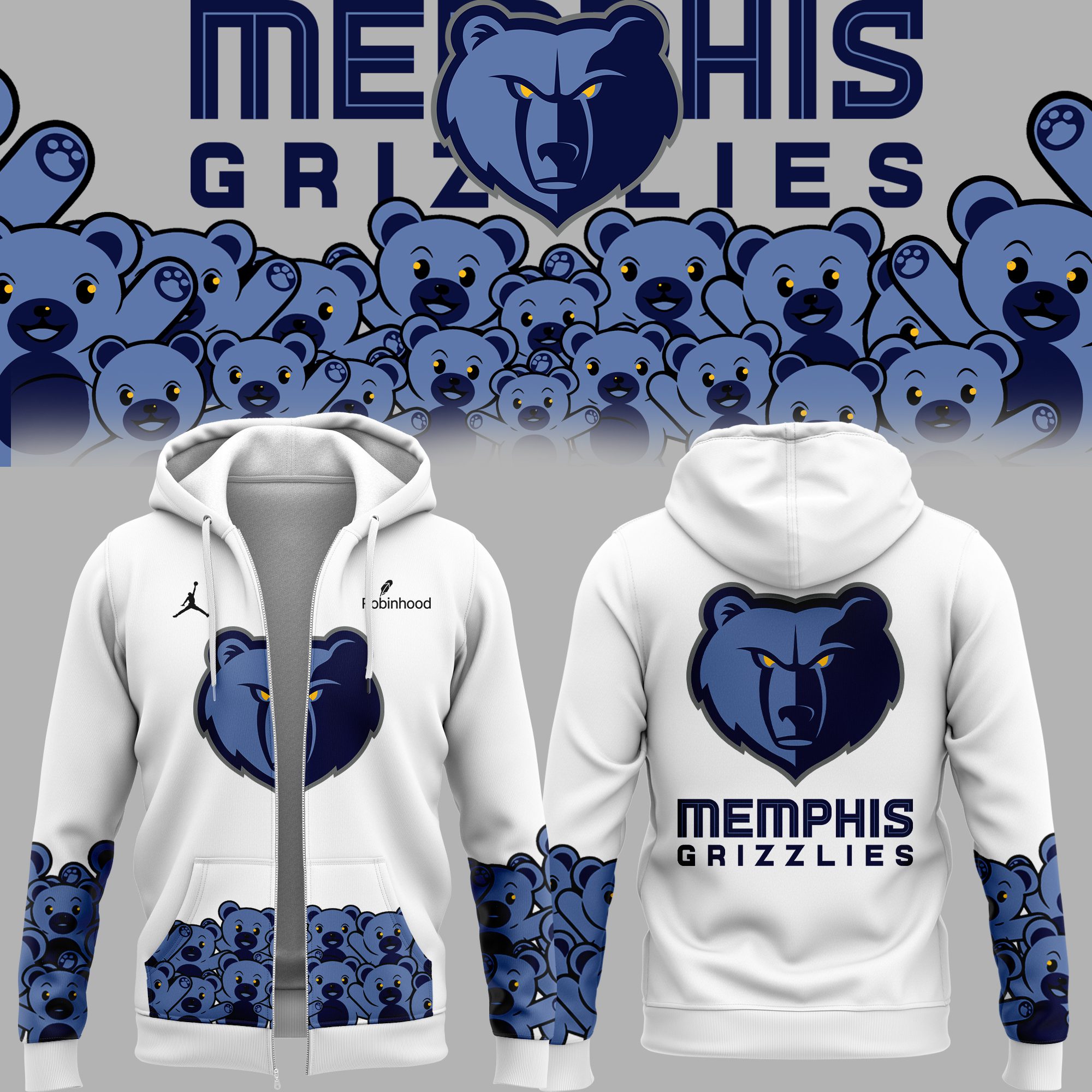 Limited-Edition-2024-Memphis-Grizzlies-Zip-Unisex-Hoodie-White-BCL2003 Limited Edition 2024 Memphis Grizzlies Zip Unisex Hoodie - White BCL2003