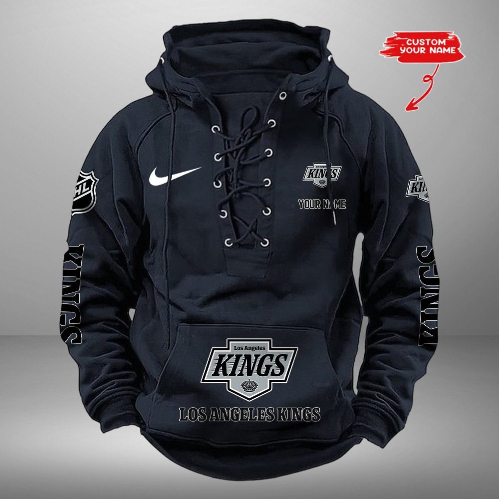 Los-Angeles-Kings-NHL-Swoosh-Hooded-Lace-Up-Retro-Vintage-Hoodie-Custom-Name Los Angeles Kings NHL Swoosh Hooded Lace Up Retro Vintage Hoodie Custom Name