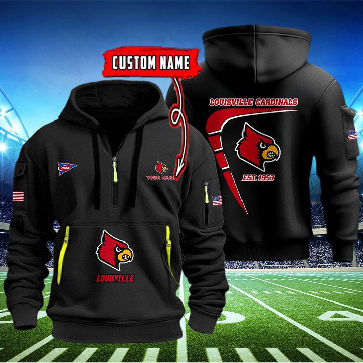 Louisville-Cardinals-Quarter-Zip-Hoodie-NCAA2096 Louisville Cardinals Quarter Zip Hoodie NCAA2096