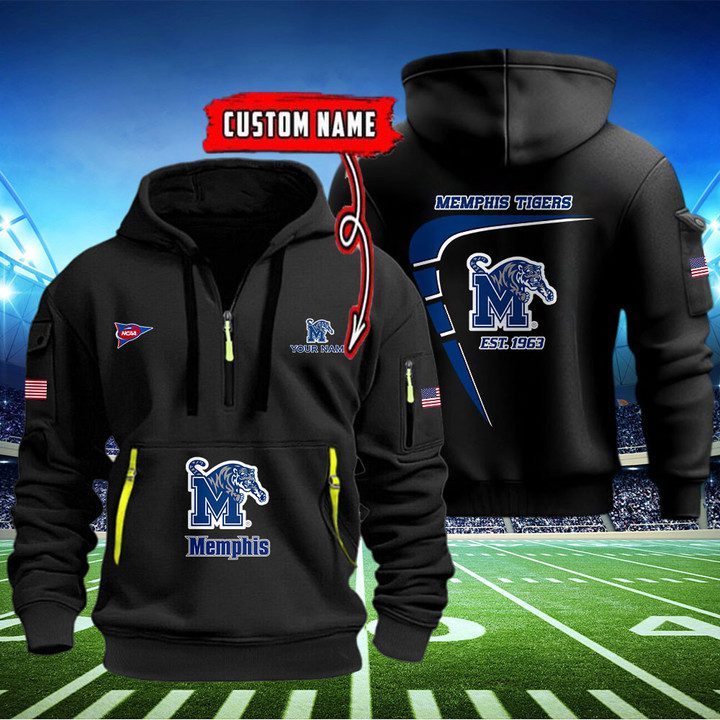 Memphis-Tigers-Quarter-Zip-Hoodie-NCAA2112 Memphis Tigers Quarter Zip Hoodie NCAA2112