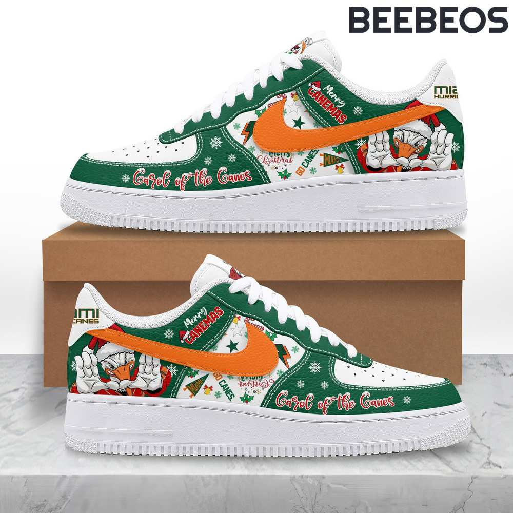 Miami Hurricanes Merry Christmas Green Air Force 1 Shoes Miami Hurricanes Merry Christmas Green Air Force 1 Shoes