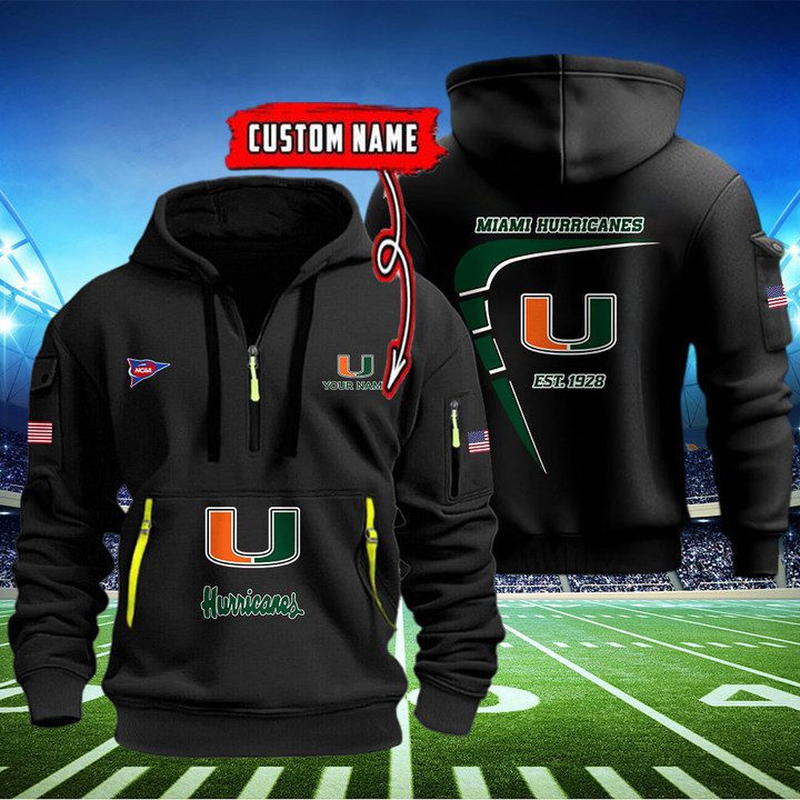 Miami-Hurricanes-Quarter-Zip-Hoodie-NCAA2121 Miami Hurricanes Quarter Zip Hoodie NCAA2121
