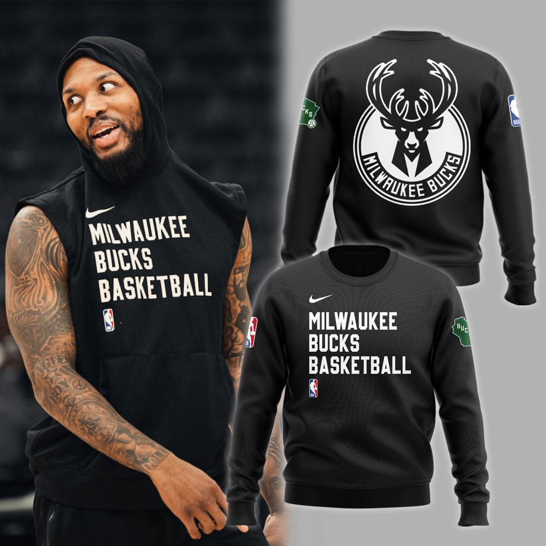 Milwaukee-Bucks-Black-Sweatshirt-BCT1023 Milwaukee Bucks Black Sweatshirt BCT1023