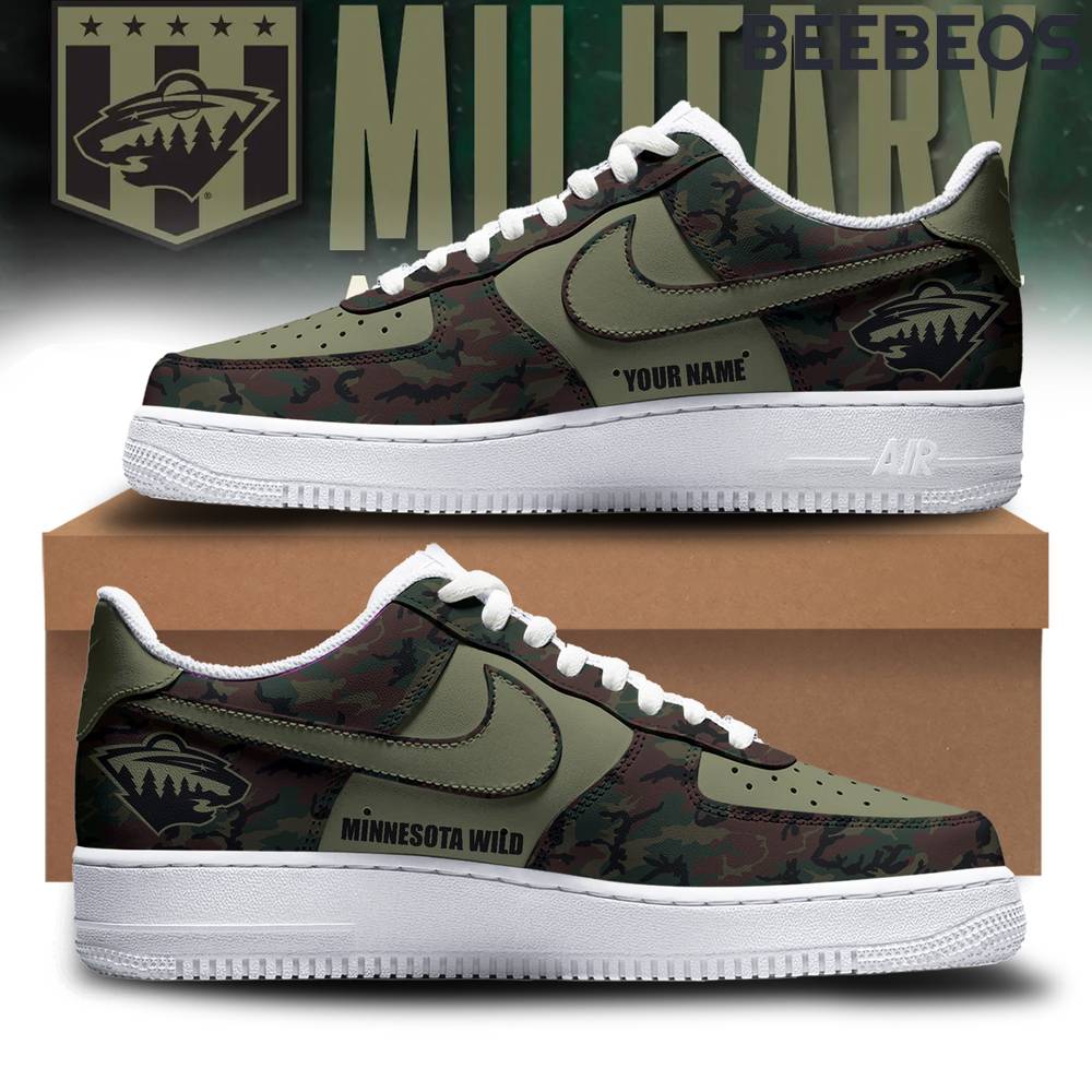 Minnesota Wild NHL Military Apreciation Camo Air Force 1 Shoes Minnesota Wild NHL Military Apreciation Camo Air Force 1 Shoes