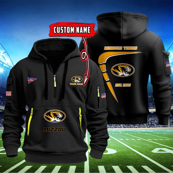 Missouri-Tigers-Quarter-Zip-Hoodie-NCAA2104 Missouri Tigers Quarter Zip Hoodie NCAA2104