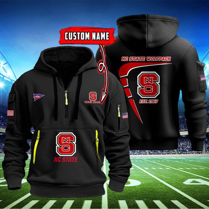 NC-State-Wolfpack-Quarter-Zip-Hoodie-NCAA2080 NC State Wolfpack Quarter Zip Hoodie NCAA2080