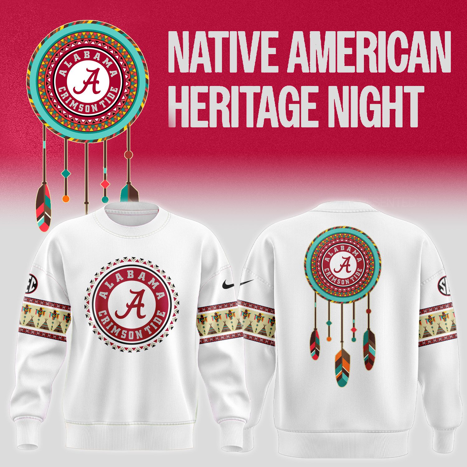 Native-American-Heritage-Night-Alabama-Crimson-Tide-Football-Sweatshirt-BCT1055 Native American Heritage Night Alabama Crimson Tide Football Sweatshirt BCT1055