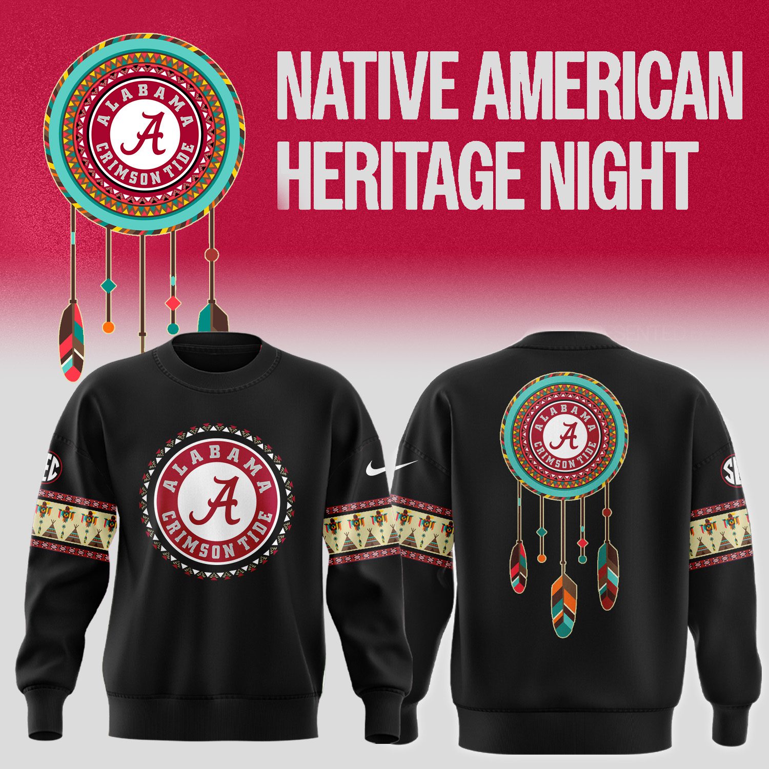 Native-American-Heritage-Night-Alabama-Crimson-Tide-Football-Sweatshirt-BCT1056 Native American Heritage Night Alabama Crimson Tide Football Sweatshirt BCT1056