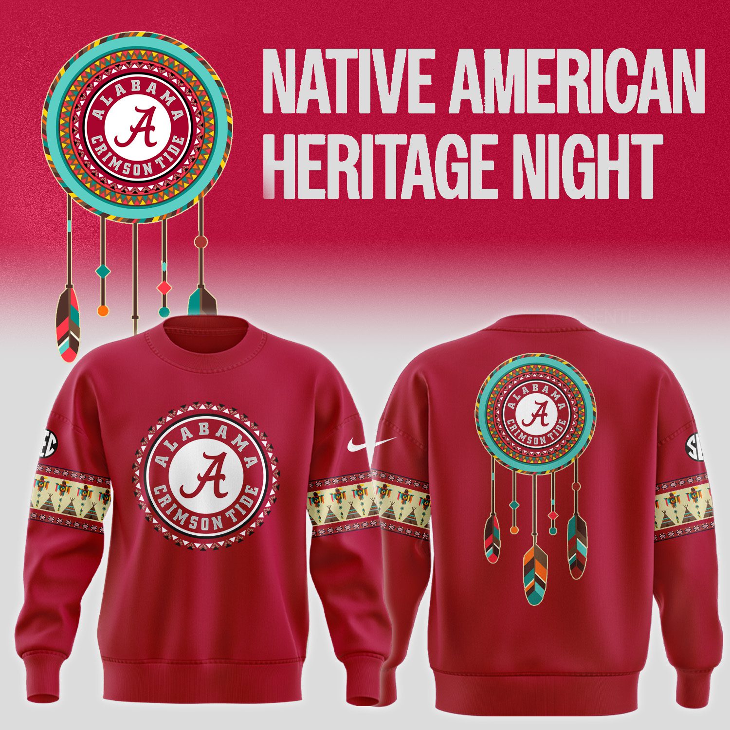 Native-American-Heritage-Night-Alabama-Crimson-Tide-Football-Sweatshirt-BCT1057 Native American Heritage Night Alabama Crimson Tide Football Sweatshirt BCT1057
