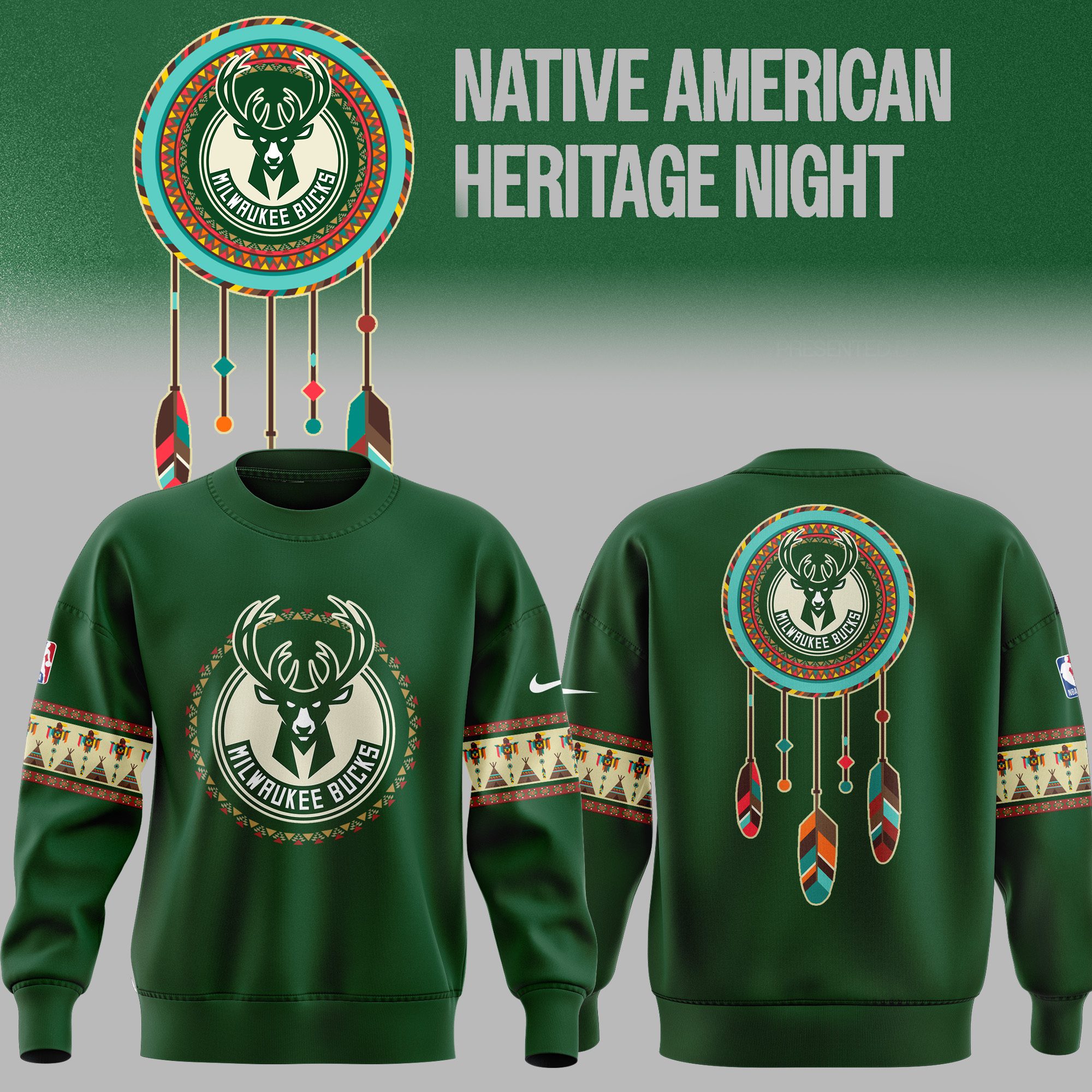 Native-American-Heritage-Night-Milwaukee-Bucks-Sweatshirt-BCT1017 Native American Heritage Night Milwaukee Bucks Sweatshirt BCT1017