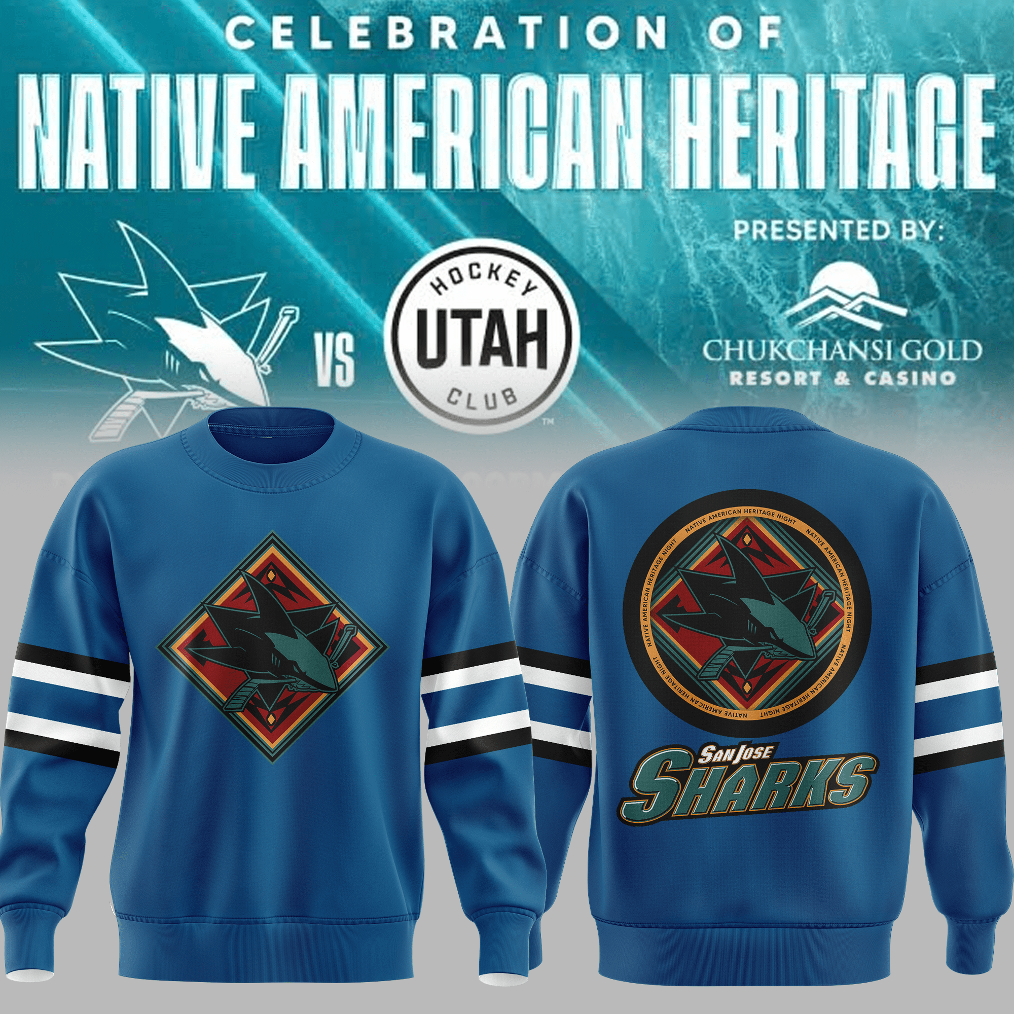 Native-American-Heritage-Night-San-Jose-Sharks-Sweatshirt-BCT1058 Native American Heritage Night San Jose Sharks Sweatshirt BCT1058