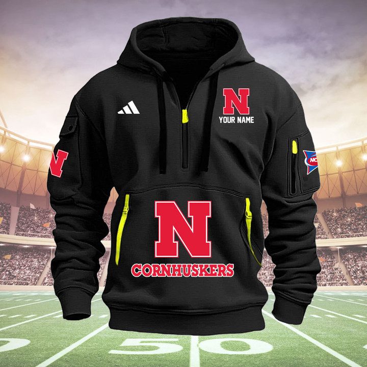 Nebraska-Cornhuskers-Quarter-Zip-Hoodie-NCAA2049 Nebraska Cornhuskers Quarter Zip Hoodie NCAA2049