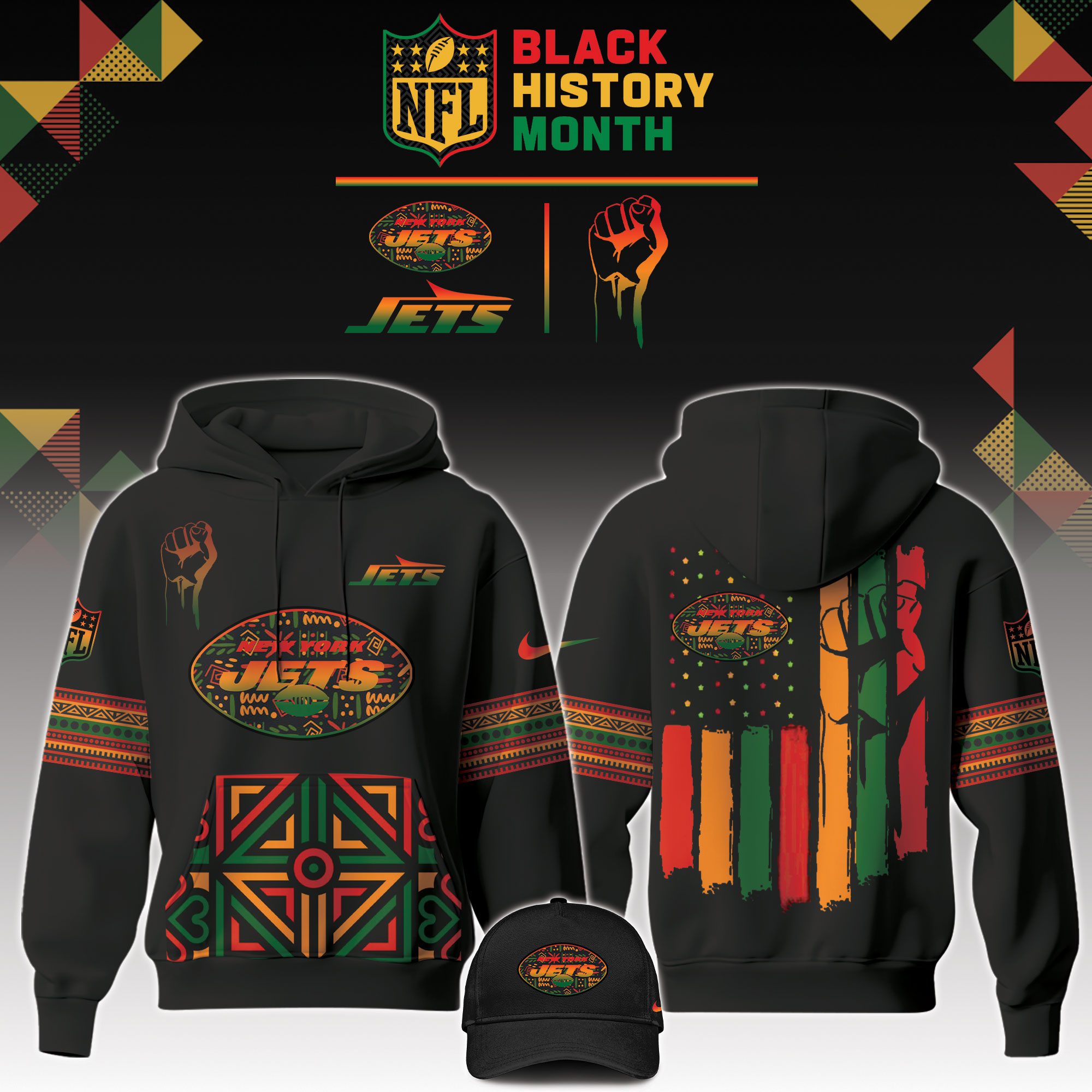 New-York-Jets-NFL-Black-History-Month-Unisex-Hoodie-Set-GHS2024 New York Jets NFL Black History Month Unisex Hoodie Set GHS2024